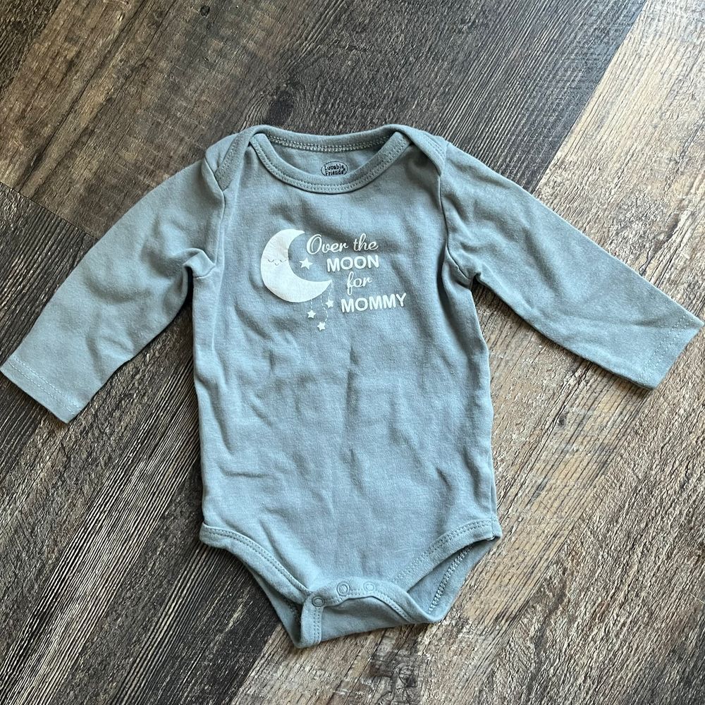 Luvable Friends Over the Moon‎ for Mommy Baby Bodysuit Cotton Gray 6-9M